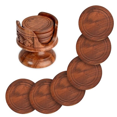 Rosewood coaster set with - of,