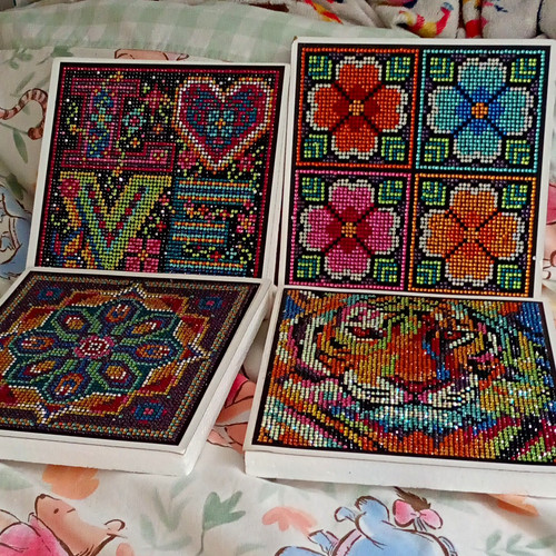 Handmade 4pc square beaded - handmade,