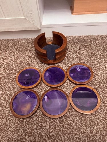 Vintage purple agate coasters - purple,