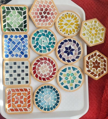 Handmade glass mosaic coaster - handmade,
