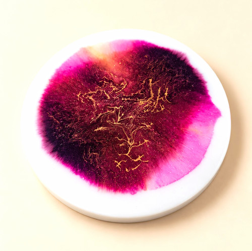 Resin coaster round white - coaster,