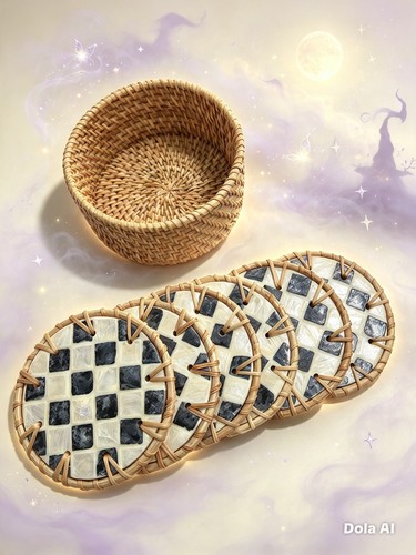 Handmade round rattan check - rattan,