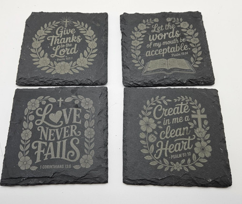 Engraved slate coasters - slate, –