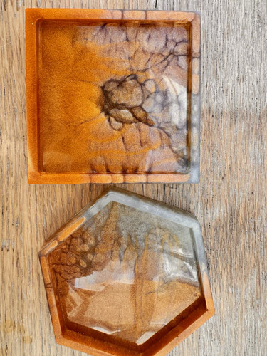Handmade resin coaster set - resin, 2pc