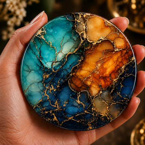 Teal amber marble effect - amber,