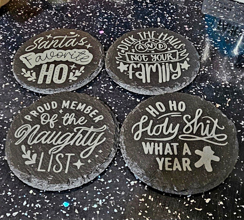 Handmade set round slate - set,