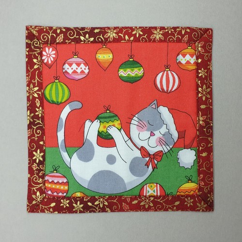 Handmade christmas cat - christmas, coaster