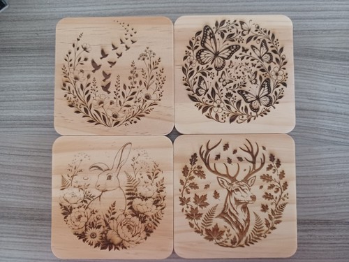 Wooden coaster set laser - set, of
