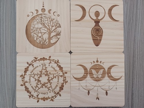 Wooden coaster set laser - 4,,
