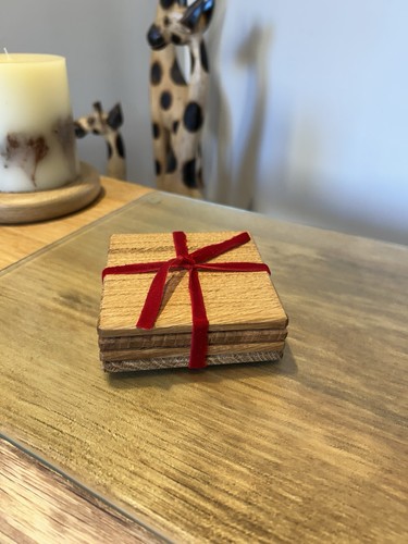 Solid oak coasters set 4 - solid,