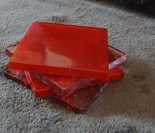 Handmade resin set - handmade, red