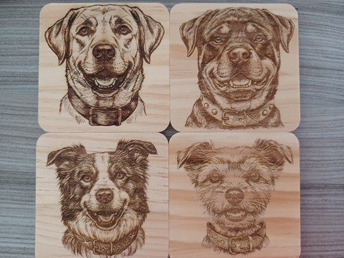 Wooden coaster set laser - wooden, of