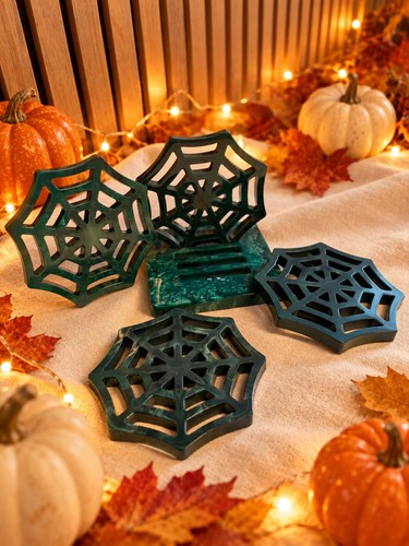 Spider web coasters - spider,