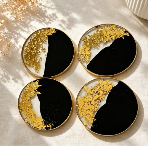 Handmade black gold resin - black,