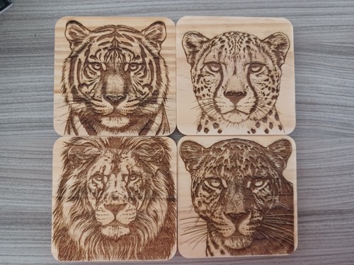 Wooden coaster set laser - set, of