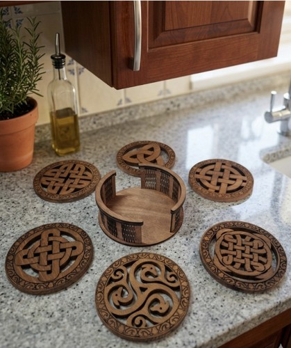 Celtic knot wooden coaster - celtic,