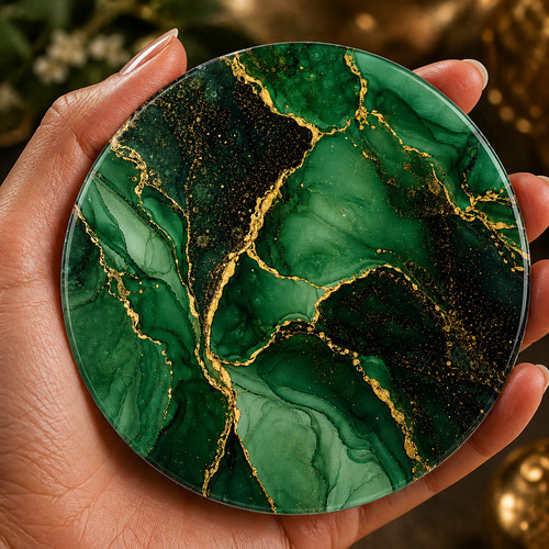 Emerald green marble effect - green,