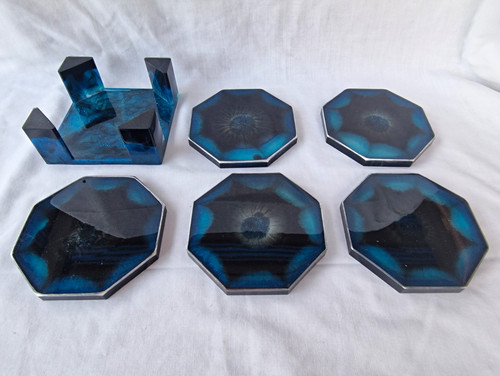 Handmade resin octagon coaster - handmade,
