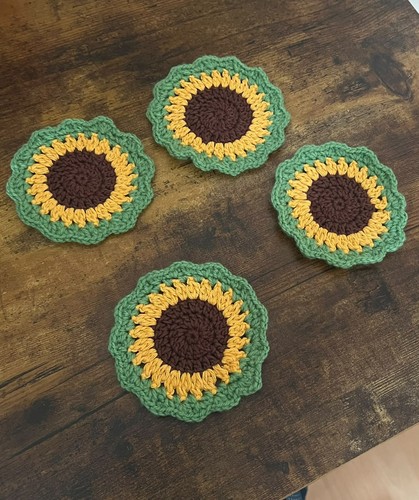Crochet sunflower coasters - sunflower, –
