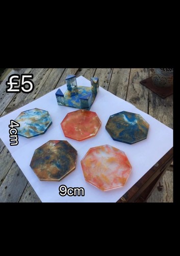 Handmade resin coaster set - resin,