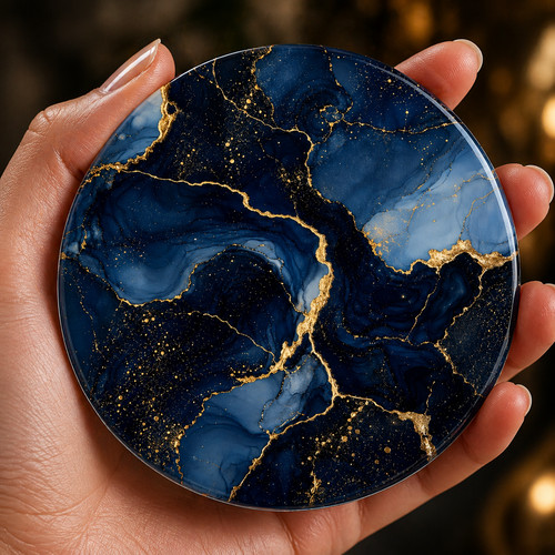 Navy blue marble effect - navy,
