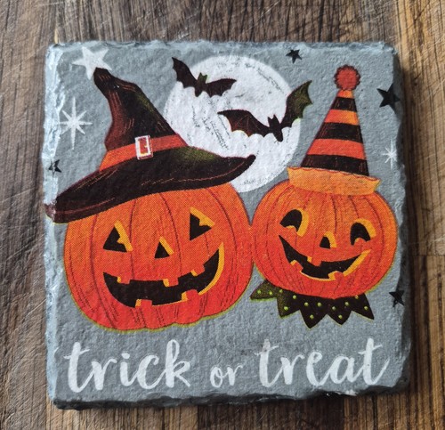 Pumpkin slate coaster 1 - pumpkin,