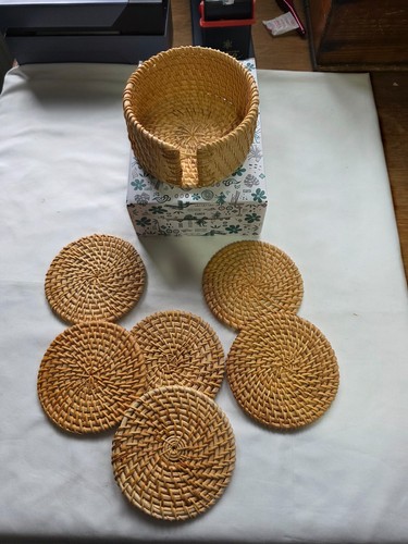 Pcs rattan coasters handmade - pcs,