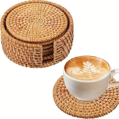 Pcs rattan coasters handmade - rattan,