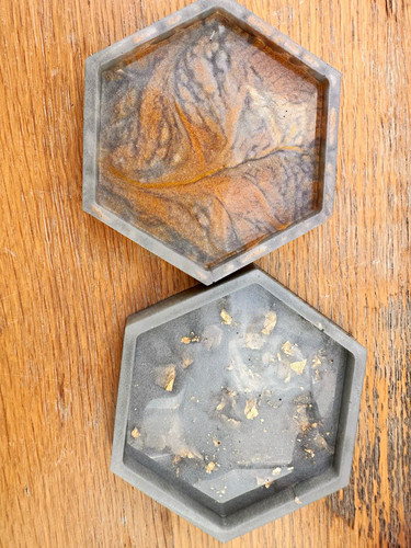 Handmade resin hexagon coaster - handmade,