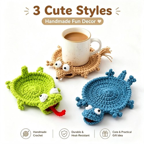 Crochet animal cup coaster - crochet,