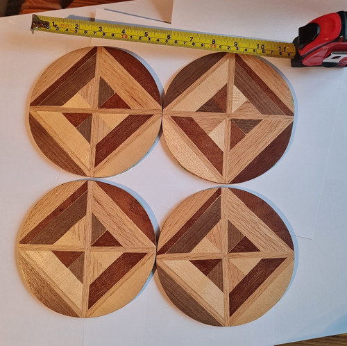 Marquetry coasters wooden - marquetry,