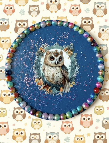 Blue owl drink coaster hand - blue,