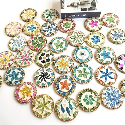 Pcs round rattan coasters - rattan,