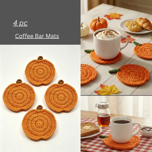 Crochet pumpkin coasters - crochet,