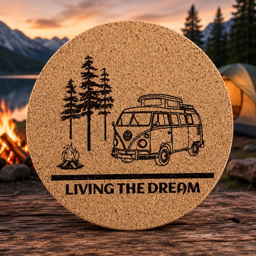 Camping campers cork drink - x,
